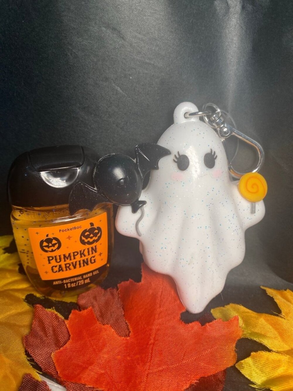 Halloween Ghost Pocket Bac Holder & “Pumpkin Carving” Hand Sanitizer BBW